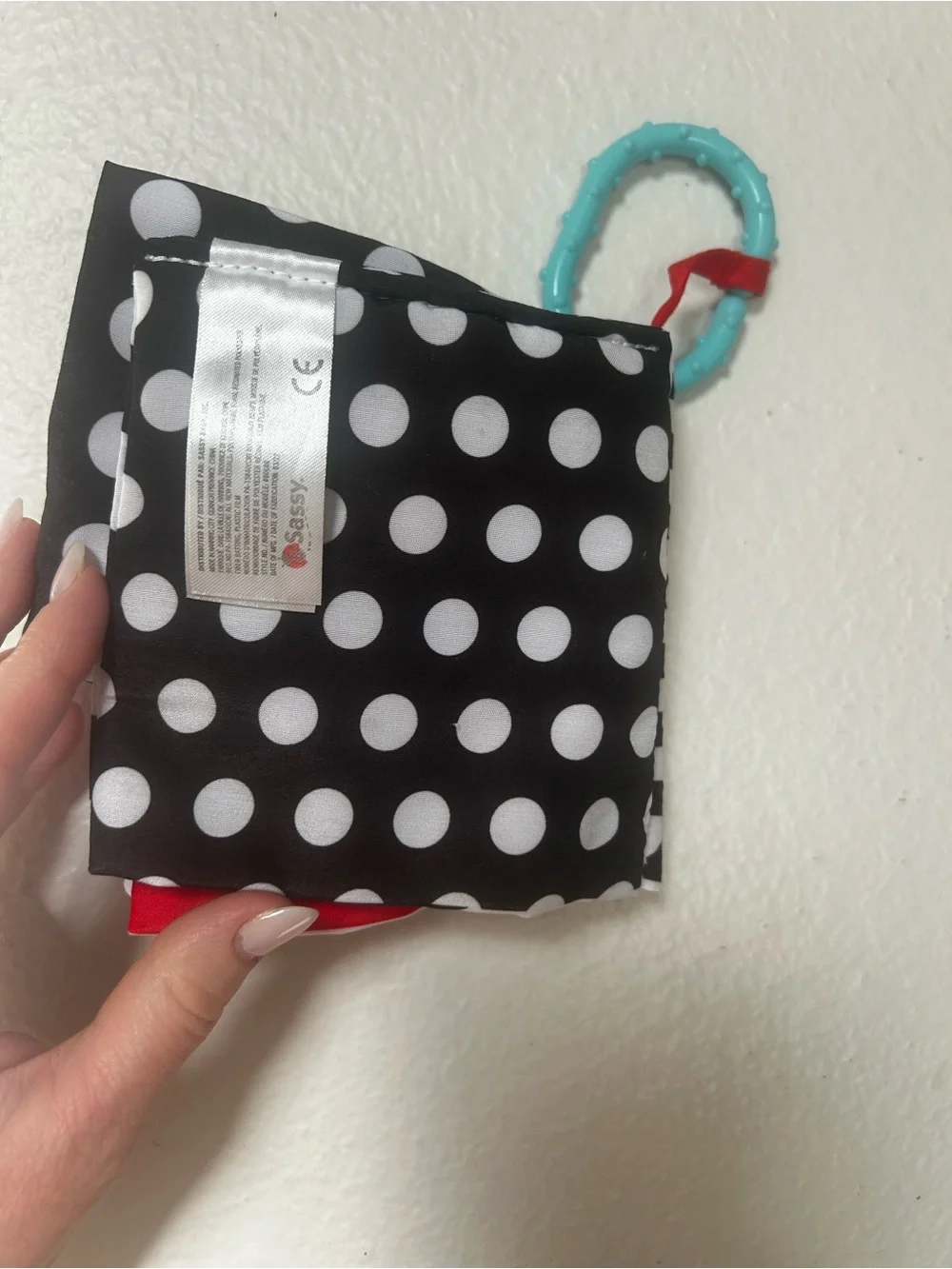 Sassy Peek-A-Boo Baby Activity Book Black White Red Sensory Crinkle Toy